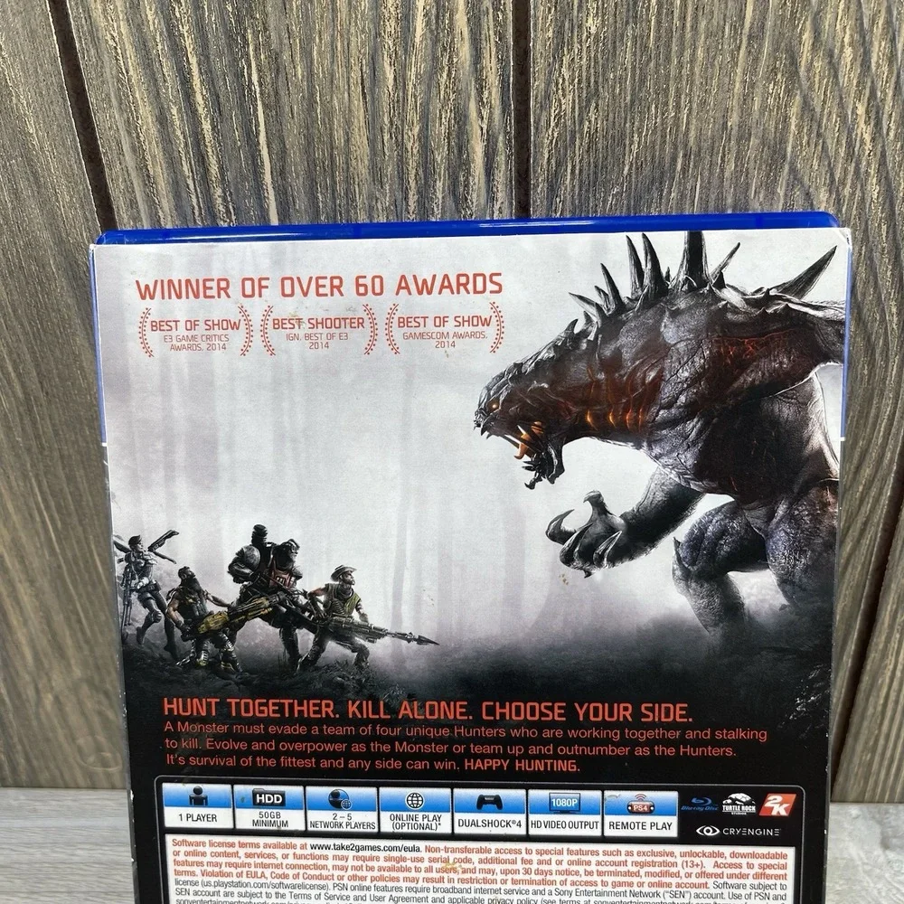 Evolve (Sony PlayStation 4, 2015) w/Slipcover Tested Working
